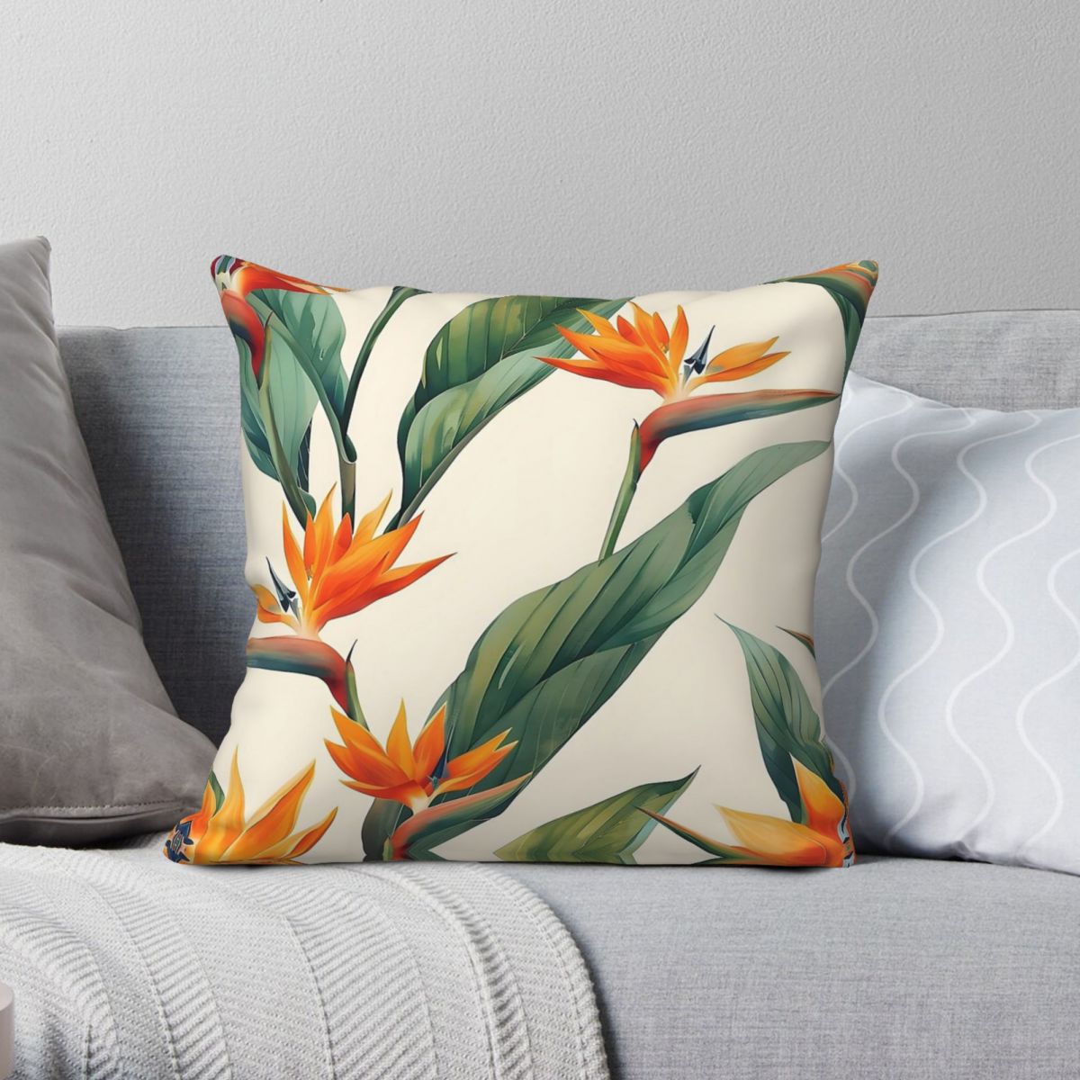 Bird Paradise Strelitzia - Cennet Kuşu Strelitzia Kare Yastık Kılıfı