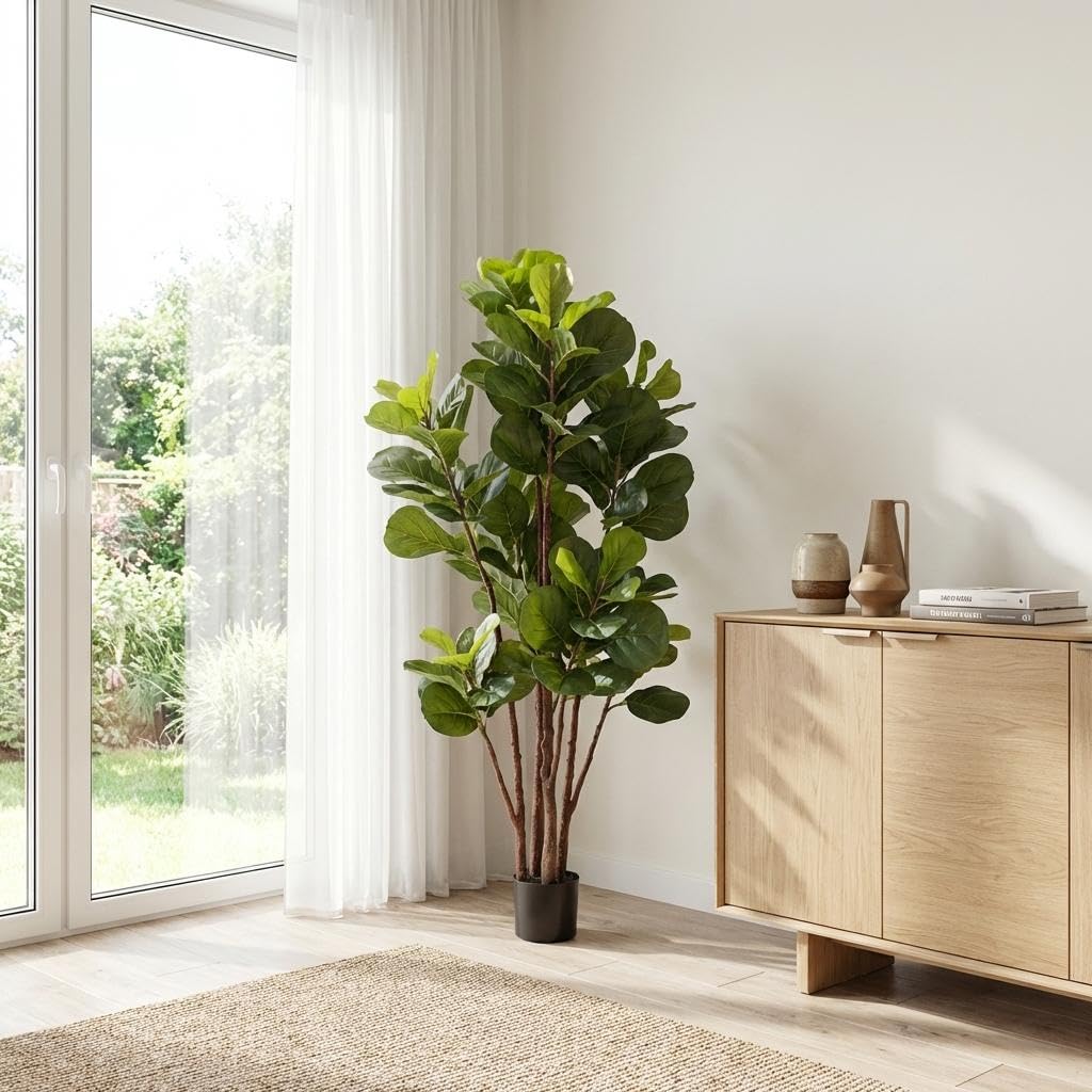 Yapay Fiddle Leaf Fig Ağacı, 1 - Ficus Lyrata Tree incelemesi ve fiyatı